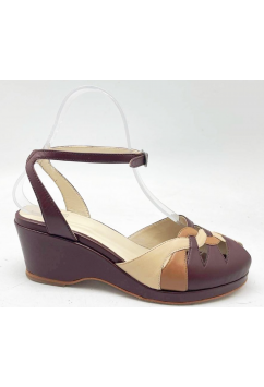 Sara Brown Leather with Camel and Beige